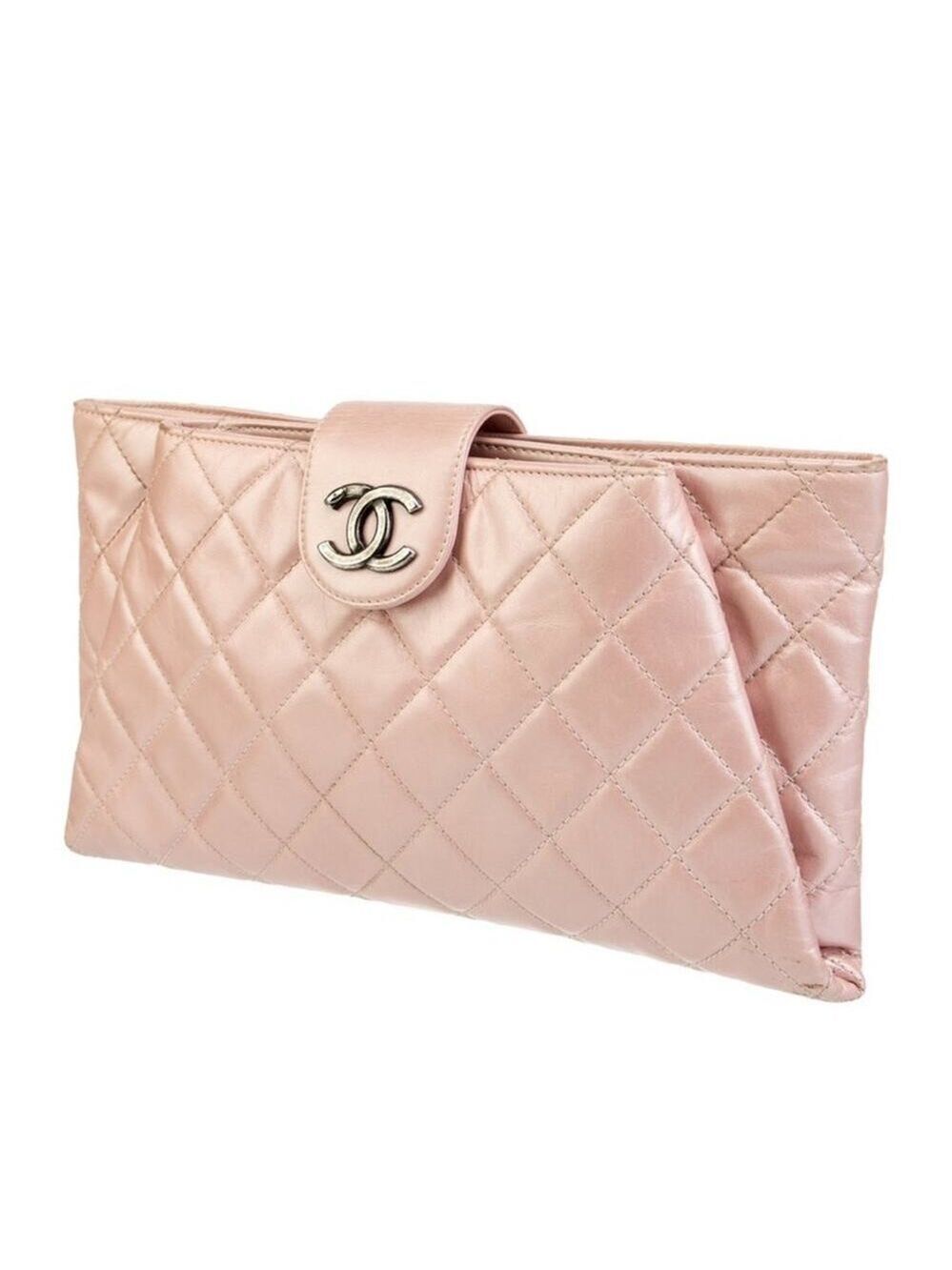 Pink Iridescent CHANEL Coco pleats Clutch